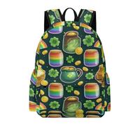 TPISLI St. Patrick's Day Bookbag Boys 8 Year Olds Clover Leaves Rucksack Girls Ages 9-13 Modern Trendy 14 Inch Laptop Rucksack Secondary School Outdoor Travel Travel Use