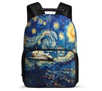 TPISLI Starry Sky Art Backpack for Girls Boys 8-12 Years Aeroplane Rucksack for Boys Girls Primary School, Soft Felt Details Padded Back Travel Daily Use