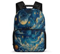 TPISLI Starry Sky Clouds Rucksack for Girls Boys Primary Classes Planets School Bag 6-11 Years Kids and Teens, Sturdy Handle Soft Felt Details Daily Essentials