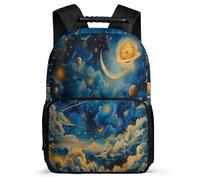 TPISLI Starry Sky Rucksack for Students Ages 6-10 Stars and Clouds Bookbag for Students School Years 1-4, Sturdy Handle Adjustable Straps Back to School Gift