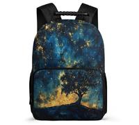 TPISLI Starry Sky School Backpack for Boys Girls Age 7-12 Tree Pattern Backpack for Kids and Teens School Years 1-4, 1680D Fabric Soft Felt Details Daily Essentials
