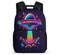 TPISLI Starry Sky UFO Bookbag Primary Classes for Kids and Teens 7-11 Year Olds Spaceship Daypack Kids and Teens, Adjustable Straps 1680D Fabric Outdoor Day Trips