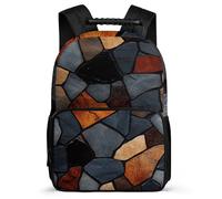 TPISLI Stone Block Motif School Backpack Age 7-12 for Girls Boys, Marble Design Daypack for Children, Lightweight Bag, Side Pockets, Padded Back, Travel Daily Use