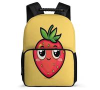 TPISLI Strawberry Illustration Daypack for Children Primary School Fruit Design Rucksack School Years 2-5 Kids and Teens, Soft Felt Details Sturdy Handle Outdoor Day Trips