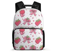 TPISLI Strawberry Motif School Bag Primary School for Kids and Teens Ages 6-10 Fruit Theme Backpack Boys Girls, Soft Felt Details Lightweight Outdoor Day Trips