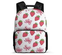 TPISLI Strawberry Print Daypack for Kids and Teens Age 5-10 Fruit Patter School Bag for Girls Boys Year 2-5, Adjustable Straps 1680D Fabric Back to School Gift