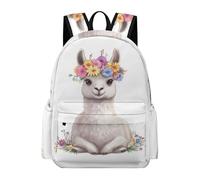 TPISLI Students Alpaca Design School Backpack for Boys Girls Age 7-12 Modern Durable Animal Llama Backpack for Weekend Trips Outdoor Gift, 16.5 Inch Rucksack Roomy Book Bag