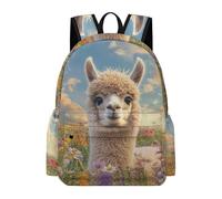 TPISLI Students Alpaca School Backpack for Boys Girls Age 7-12 Modern Durable Animal Llama Backpack for Weekend Trips Outdoor Gift, 16.5 Inch Rucksack Roomy Book Bag