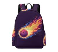 TPISLI Students Basket Ball Backpack School Bag Fire Print Year 4-7 Rucksack for Junior School, Fashion Travel Bag for Travel and Daily Use and Birthday Gift and Everyday Lessons