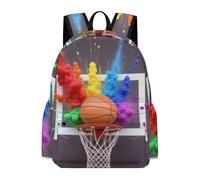 TPISLI Students Basketball Motif Backpack School Bag Basketball 11-16 Years Rucksack for Senior Classes, Fashion 14 Inch Laptop Bag for Spring Outing and Daily Classes