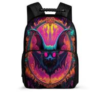 TPISLI Students Bat Motif Rucksack Primary Age 6-11 Gothic Theme Bookbag for Girls Boys School Years 1-4, Padded Back Lightweight Back to School Gift