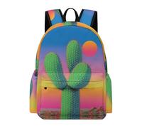 TPISLI Students Beautiful Cactus Print School Backpack for Boys Girls Age 7-12 15.6 Inch Laptop Backpack, Everyday Durable Plants Motif Back pack for Weekend Trips Back to School Gift