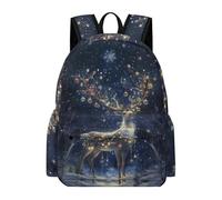 TPISLI Students Beautiful Deer Motif Bookbag for Boys Girls 8-14 Years Everyday Durable Reindeer Bookbag for Classroom Travel New Term Gift, 13.3 Inch Laptop Backpack