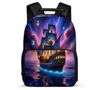 TPISLI Students Boat Ocean Pattern Bookbag 8-12 Years Sailboat Rucksack for Kids and Teens School Years 1-4, Adjustable Straps Soft Felt Details Birthday Gift