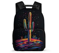 TPISLI Students Cactus Print Rucksack 7-11 Year Olds Plants Cacti Motif Rucksack for Kids and Teens Primary Classes, Side Pockets Soft Felt Details Travel Daily Use