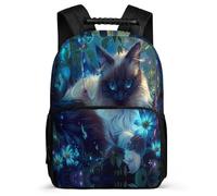 TPISLI Students Cat Motif School Backpack Age 5-10 Animal Kitten Pattern Backpack for Kids and Teens School Years 1-4, 1680D Fabric Soft Felt Details Travel Daily Use