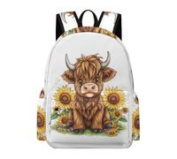 TPISLI Students Cattle Print Backpack School Bag Highland Cow Age 9-13 Rucksack for School Travel, Stylish 15.6 Inch Laptop Bag for Books and Outdoor Use and Birthday Gift