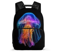 TPISLI Students Colourful Jellyfish Bookbag Primary Age 6-11 Marine Life Backpack for Kids and Teens School Years 1-4, Adjustable Straps Lightweight Daily Essentials