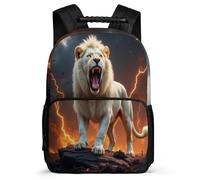 TPISLI Students Cool Lion Rucksack 7-11 Year Olds Animal Rucksack for Kids and Teens Primary Classes, Side Pockets Soft Felt Details Travel Daily Use