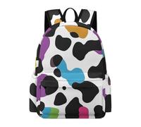 TPISLI Students Cow Motif Backpack School Bag Colorful Year 4-7 Rucksack for Junior School, Fashion Travel Bag for Travel and Daily Use and Birthday Gift and Everyday Lessons