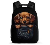 TPISLI Students Cute Dachshunds Dog School Backpack Age 5-10 Animal Puppy Backpack for Kids and Teens School Years 1-4, 1680D Fabric Soft Felt Details Travel Daily Use
