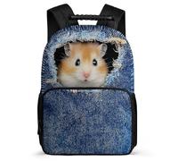 TPISLI Students Cute Hamster Rucksack Primary Age 6-11 Funny Animal Bookbag for Girls Boys School Years 1-4, Padded Back Lightweight Back to School Gift