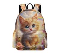 TPISLI Students Cute Kitten Motif Daypack for Boys Girls Year 5-9 Primary Secondary Large Capacity Animal Cat Fashion School Bag for Outdoor Use New Term Gift, Roomy Book Bag