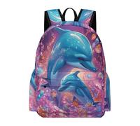 TPISLI Students Dolphin Backpack School Bag Marine Life 9-13 Years Rucksack for School Travel, Stylish 11.6 Inch Laptop Daypack for Books, Lessons and Travel