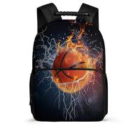 TPISLI Students Fire Basketball School Backpack Primary Age 6-11 Basket Ball Backpack for Kids and Teens School Years 1-4, Sturdy Handle 1680D Fabric Daily Essentials