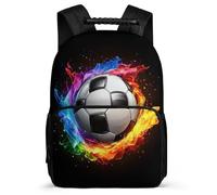 TPISLI Students Football Pattern Rucksack School Years 2-5 Colorful Fire Football Rucksack for Students Primary Classes, Soft Felt Details Lightweight Daily Essentials
