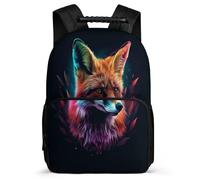 TPISLI Students Fox Illustration Rucksack 7-11 Year Olds Animal Pattern Rucksack for Kids and Teens Primary Classes, Side Pockets Soft Felt Details Travel Daily Use