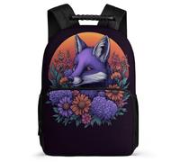 TPISLI Students Fox Motif Backpack for School Animal Print Bookbag Primary Age 6-11 School Years 1-4, Adjustable Straps Soft Felt Details Birthday Gift