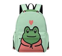TPISLI Students Frog Backpack School Bag Small Animal 11-16 Years Rucksack for Senior Classes, Fashion 14 Inch Laptop Bag for Spring Outing and Daily Classes