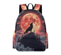 TPISLI Students Full-Moon Wolves Backpack School Bag Moon Wolf Age 7-13 Rucksack for School Travel, Fashion 13.3 Inch Laptop Rucksack for Day Trips and Birthday Gift