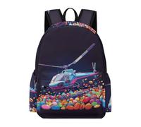 TPISLI Students Helicopter Print Daypack Boys Girls Secondary School Age 11-16 Stylish Durable Aeroplane Bookbag for Outdoor Use Outdoor Gift, 13.3 Inch Laptop Rucksack