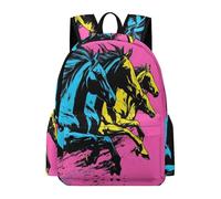TPISLI Students Horse Illustration School Bag for Boys Girls 8-14 Years 13.3 Inch Laptop Backpack, Modern Durable Animal Design Backpack for Day Trips Outdoor Gift Daily Carry