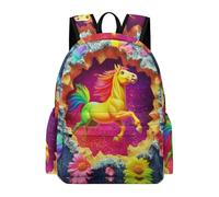 TPISLI Students Horse Print Backpack Boys Girls Primary School Years 3-6 Modern Durable Animal Motif School Bag for Classroom Travel Outdoor Gift, 16.5 Inch Backpack