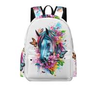 TPISLI Students Horse Print School Backpack Boys Girls 7-12 Years Modern Durable Animal Motif Bookbag for Spring Outing Autumn Trip Outdoor Gift, Large Capacity