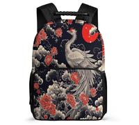 TPISLI Students Japanese Style Cranes Backpack for School Birds Bookbag Primary Age 6-11 School Years 1-4, Adjustable Straps Soft Felt Details Birthday Gift