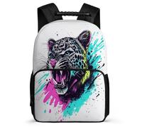 TPISLI Students Leopard Design Bookbag Primary Age 6-11 Cheetah Animal Backpack for Kids and Teens Junior School, 1680D Fabric Side Pockets Back to School Gift