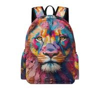 TPISLI Students Lion Backpack School Bag Animal Lion Year 3-6 Rucksack for Junior School, Stylish Travel Bag for Day Trips and Birthday Gift and Birthday Gift