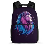 TPISLI Students Lion Illustration Bookbag Primary Age 6-11 Animal Lion Backpack for Kids and Teens Junior School, 1680D Fabric Side Pockets Back to School Gift