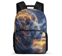 TPISLI Students Lion Print Bookbag Primary Age 6-11 Animal Pattern Backpack for Kids and Teens School Years 1-4, Adjustable Straps Lightweight Daily Essentials