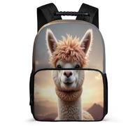 TPISLI Students Llama Bookbag Primary Age 6-11 Animal Alpaca Backpack for Kids and Teens Junior School, 1680D Fabric Side Pockets Back to School Gift