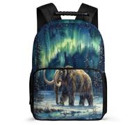 TPISLI Students Mammoth Motif Bookbag Primary Age 6-11 Aurora Borealis Backpack for Kids and Teens School Years 1-4, Adjustable Straps Lightweight Daily Essentials