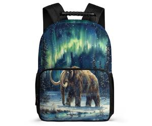 TPISLI Students Mammoth Motif Bookbag Primary Age 6-11 Aurora Borealis Backpack for Kids and Teens School Years 1-4, Adjustable Straps Lightweight Daily Essentials