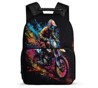 TPISLI Students Motocross Bookbag Primary Age 6-11 Motorcycle Backpack for Kids and Teens Junior School, 1680D Fabric Side Pockets Back to School Gift