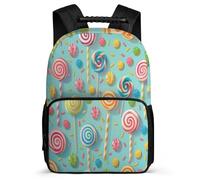 TPISLI Students Multicoloured Candy Motif School Backpack Primary Age 6-11 Backpack for Kids and Teens School Years 1-4, Sturdy Handle 1680D Fabric Daily Essentials