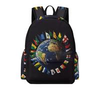 TPISLI Students National Flag Design Back pack for Boys Girls 7-12 Years 15.6 Inch Laptop Backpack, Large Capacity World Map Back pack for Day Trips Holiday Gift Roomy Book Bag