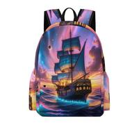 TPISLI Students Ocean Boat Pattern Backpack School Bag Sailboat 11-16 Years Rucksack for Senior Classes, Fashion 14 Inch Laptop Bag for Spring Outing and Daily Classes